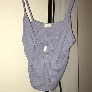 John Galt Periwinkle Lace Crop Top